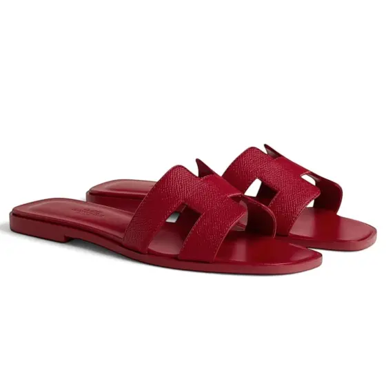 Hermès Oran Sandal - Palm print burgundy