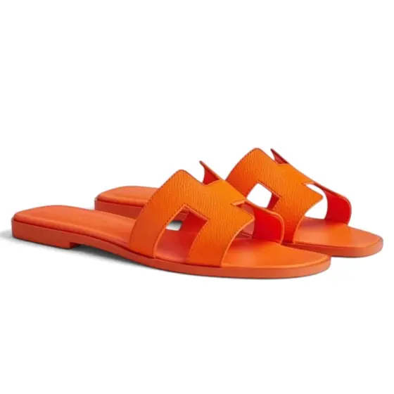 Hermès Oran Sandal - Palm print orange