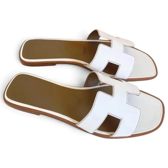 Hermès Oran Sandal - Sheep pattern classic white
