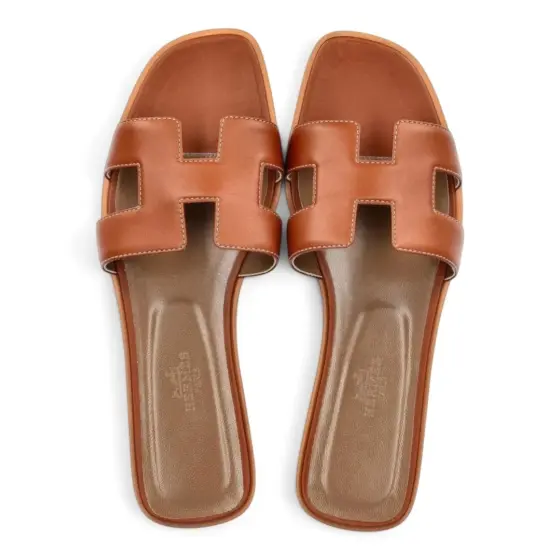 Hermès Oran Sandal - Sheep pattern classic brown