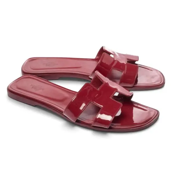 Hermès Oran Sandal - Patent leather burgundy