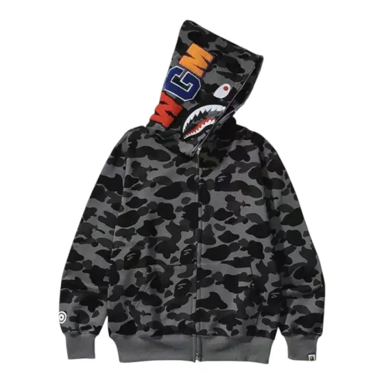 BAPE Full Zip Hoodie - Gray single cap