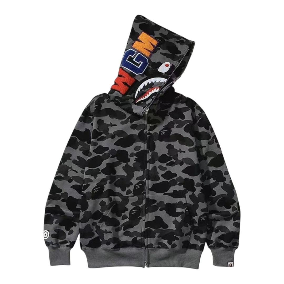 BAPE Full Zip Hoodie - Gray single cap