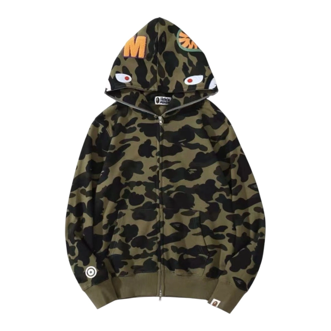 BAPE Full Zip Hoodie - Green single cap