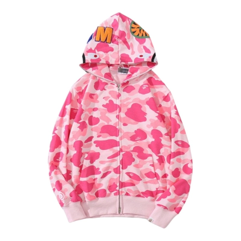 BAPE Full Zip Hoodie - light pink single cap