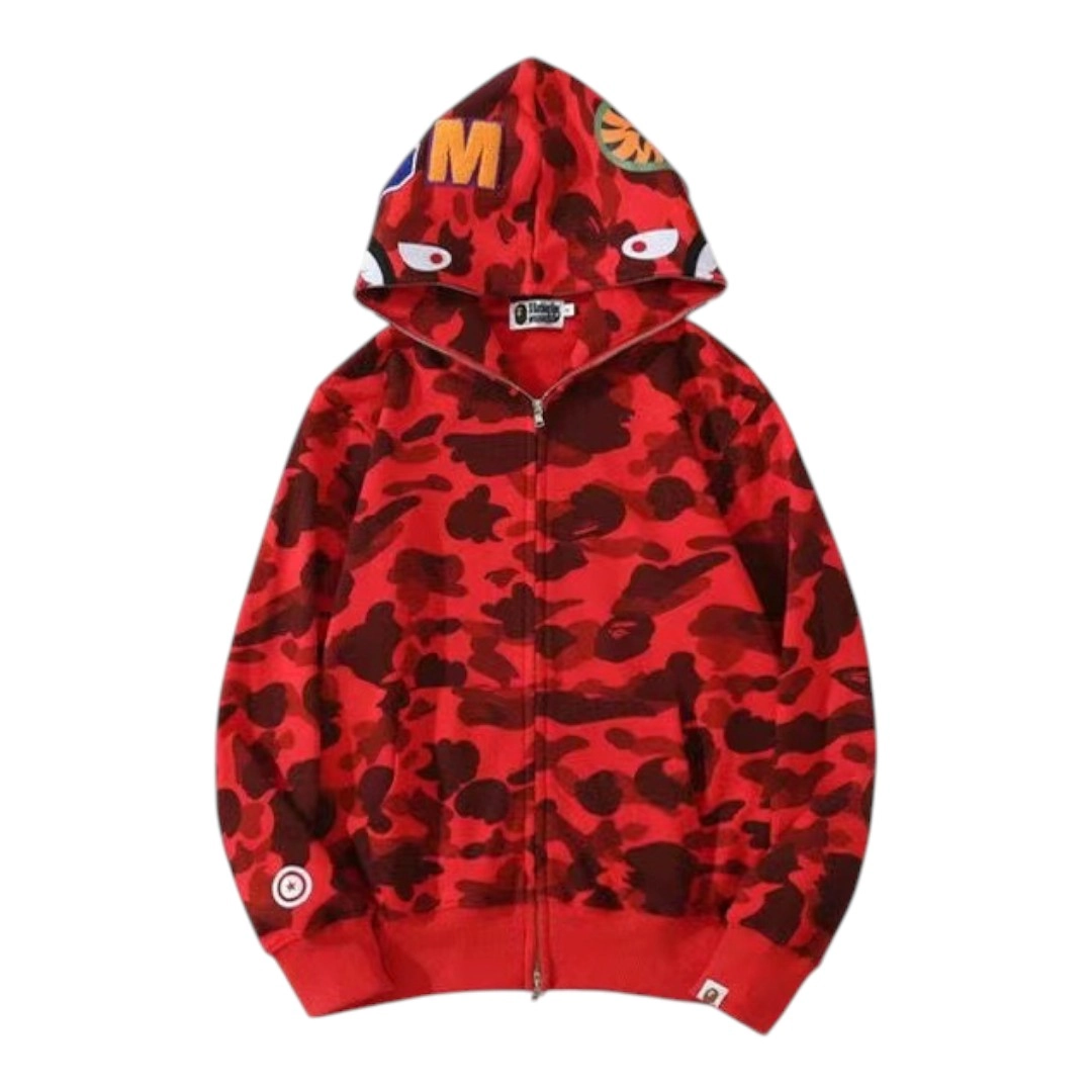 BAPE Full Zip Hoodie - Red single cap