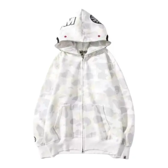 BAPE Full Zip Hoodie - White single cap