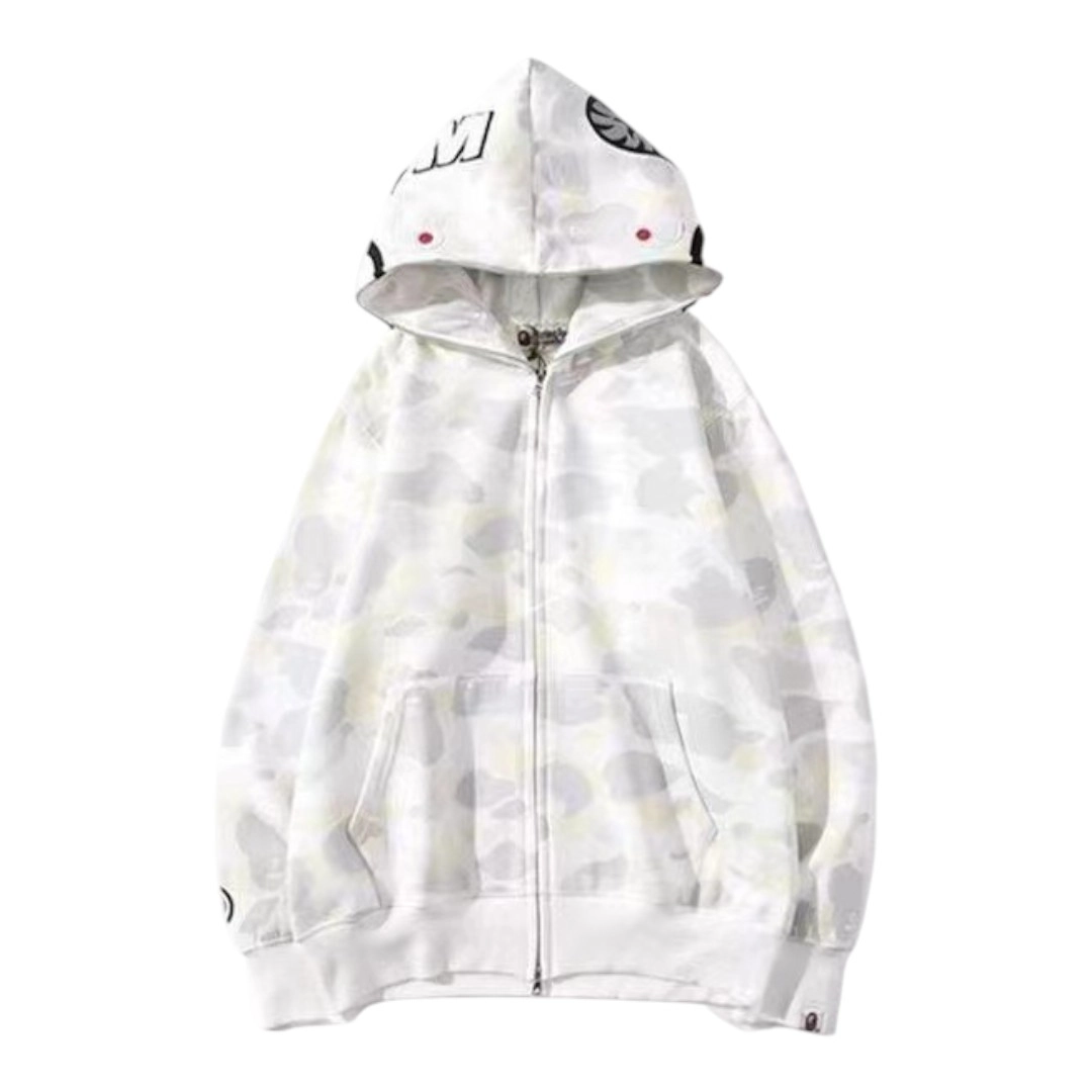 BAPE Full Zip Hoodie - White single cap