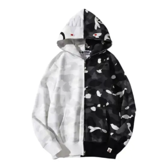 BAPE Full Zip Hoodie - White and Black