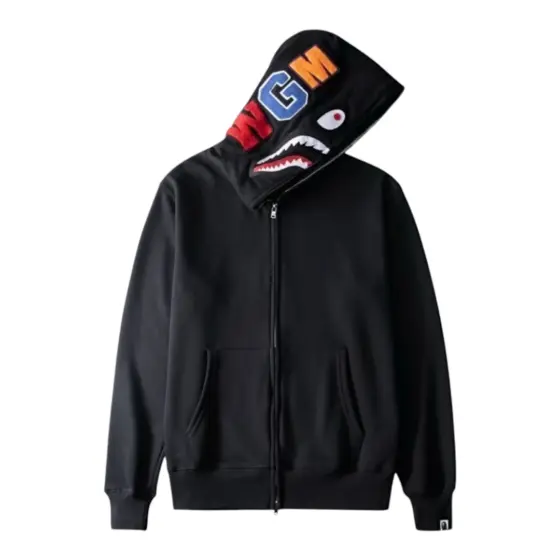 BAPE Full Zip Hoodie - pure black single cap