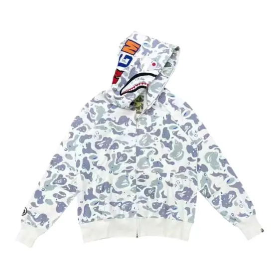 BAPE Full Zip Hoodie - star blank white single cap