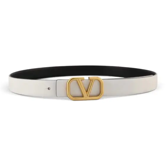 Valentino Garavani VLogo Signature Belt - White Gold