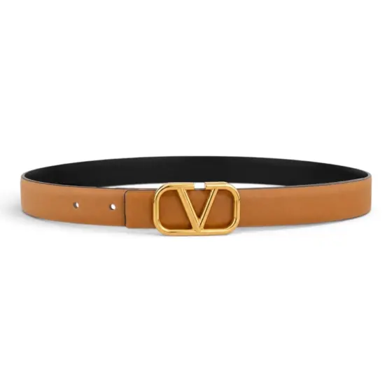 Valentino Garavani VLogo Signature Belt - Caramel Gold