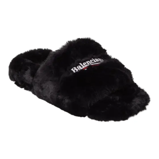 Balenciaga Slides - Straight Hair Black