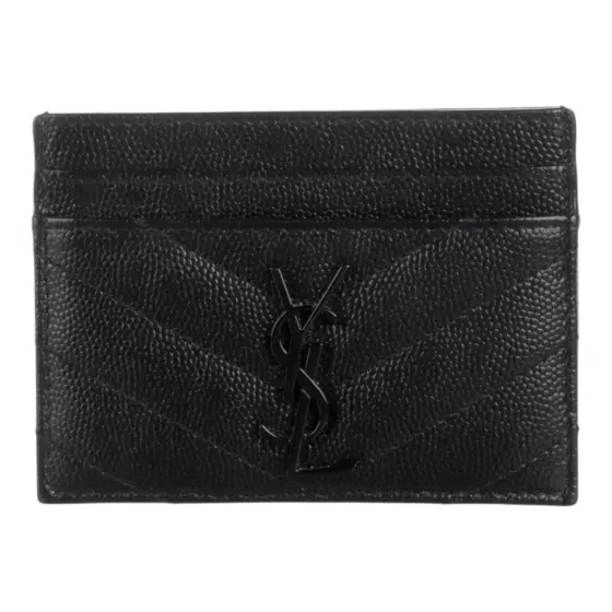 Saint Laurent Monogram Quilted Card Holder - Black