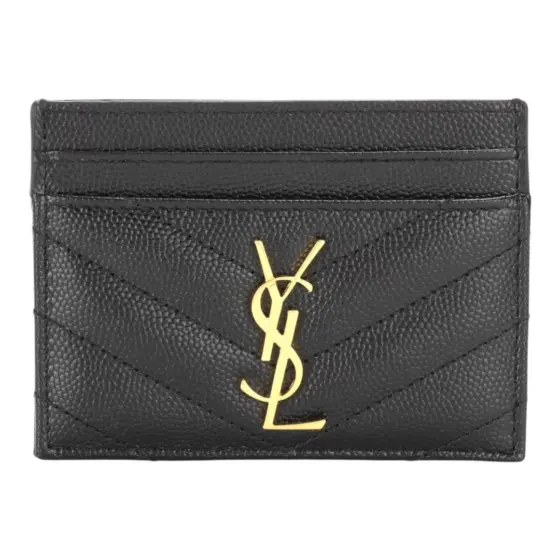 Saint Laurent Monogram Quilted Card Holder - Black Gold