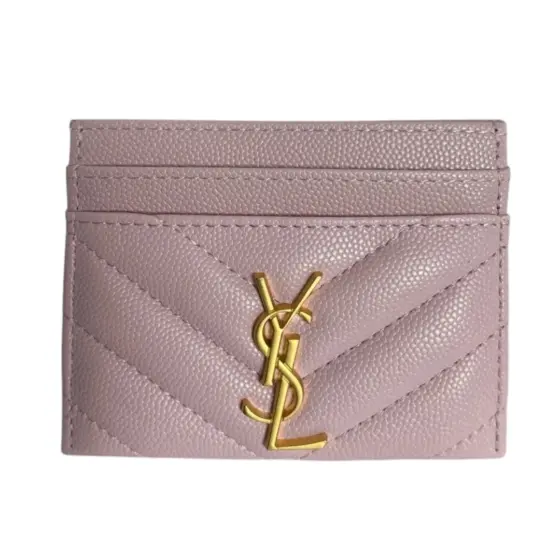 Saint Laurent Monogram Quilted Card Holder - Pink