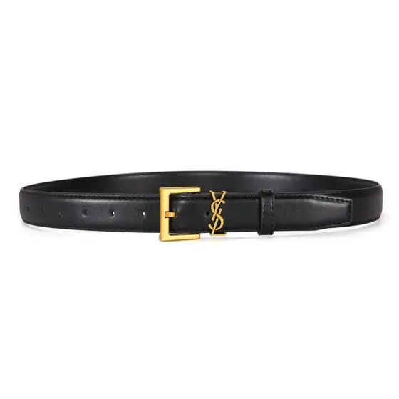 Saint Laurent Cassandre Belt - Black gold buckle