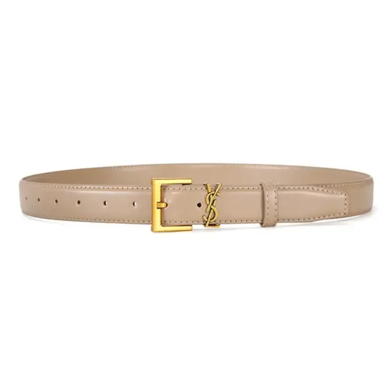 Saint Laurent Cassandre Belt - Beige gold buckle