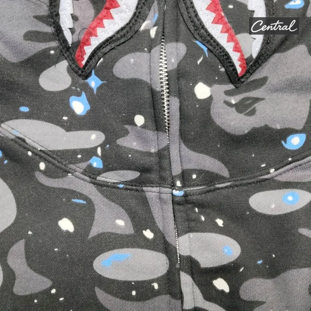BAPE Full Zip Hoodie - starry sky black single cap
