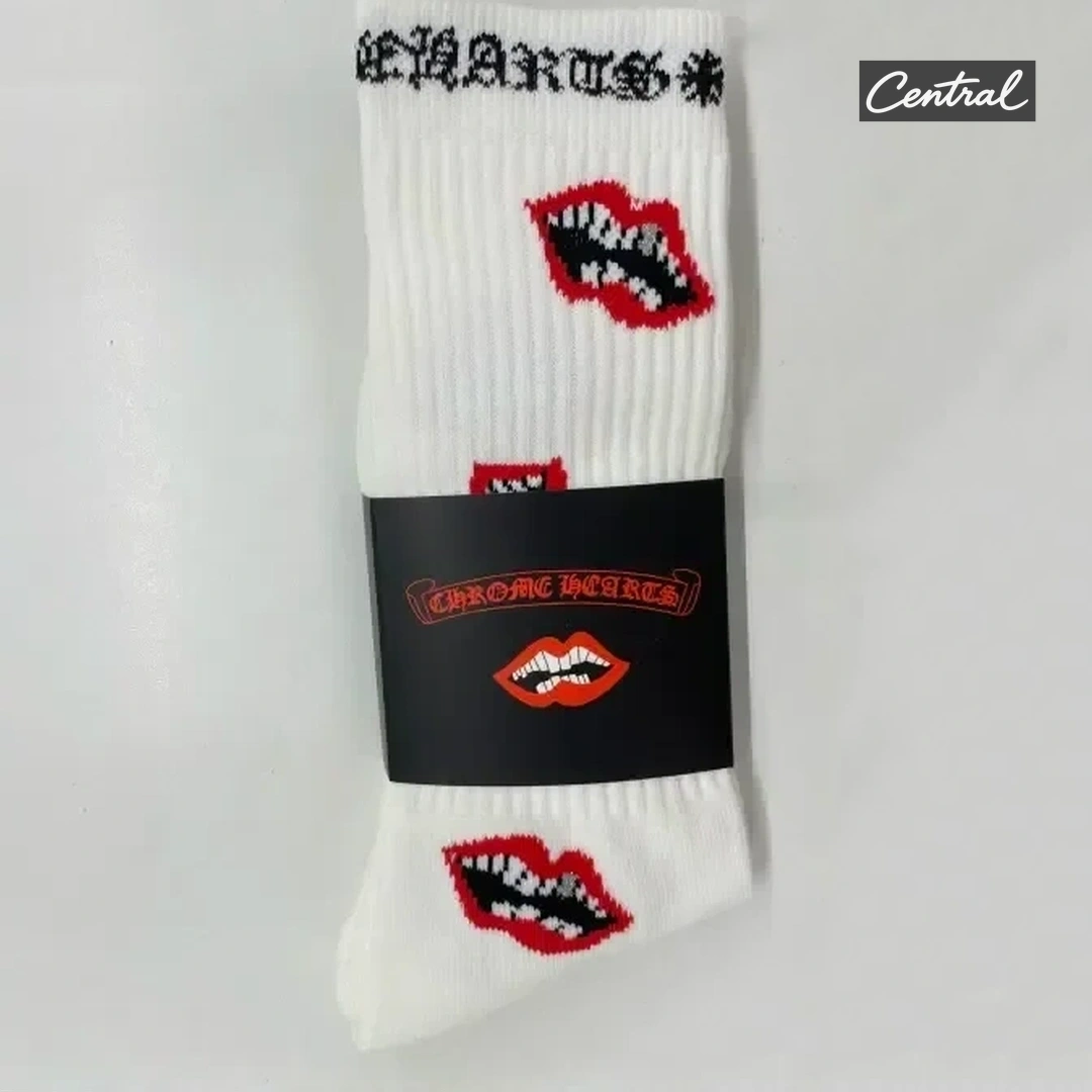 Chrome Hearts Socks - Red Black lip style