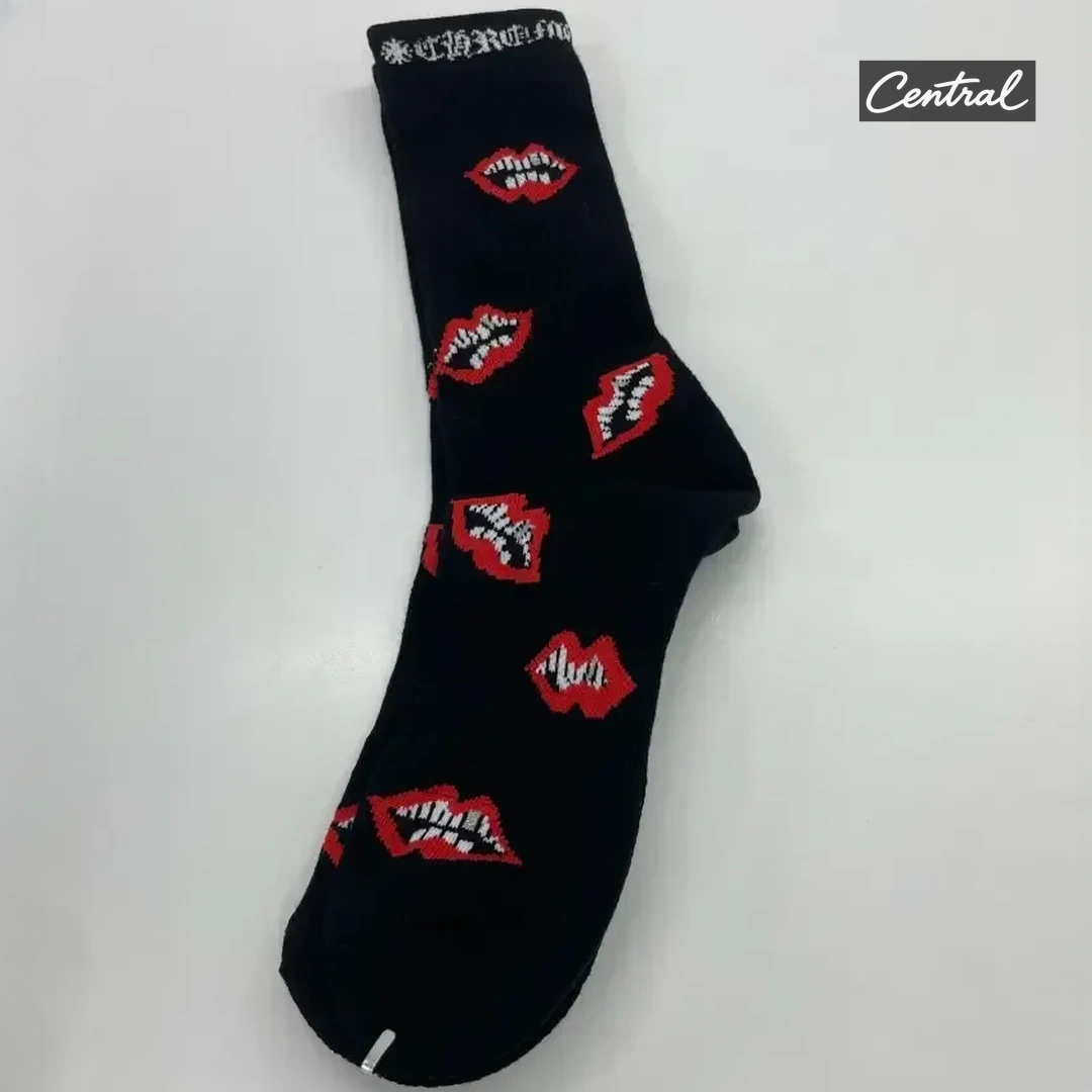 Chrome Hearts Socks - Red White lip style