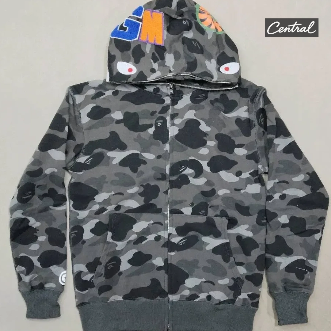 BAPE Full Zip Hoodie - Gray single cap
