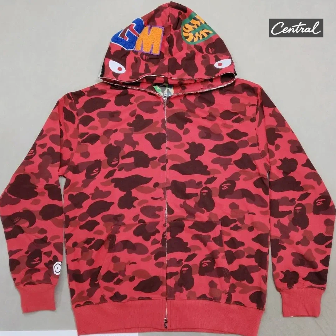 BAPE Full Zip Hoodie - Red single cap