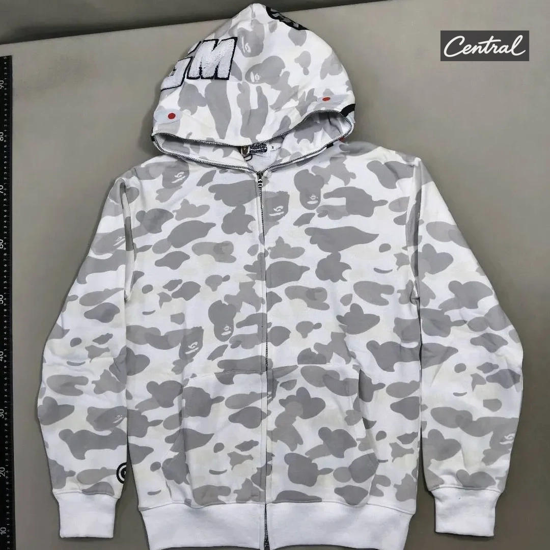 BAPE Full Zip Hoodie - White single cap