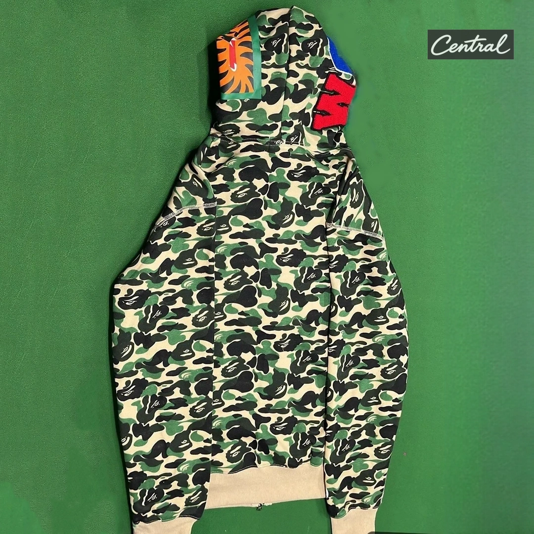 BAPE Full Zip Hoodie - camouflage green single hat