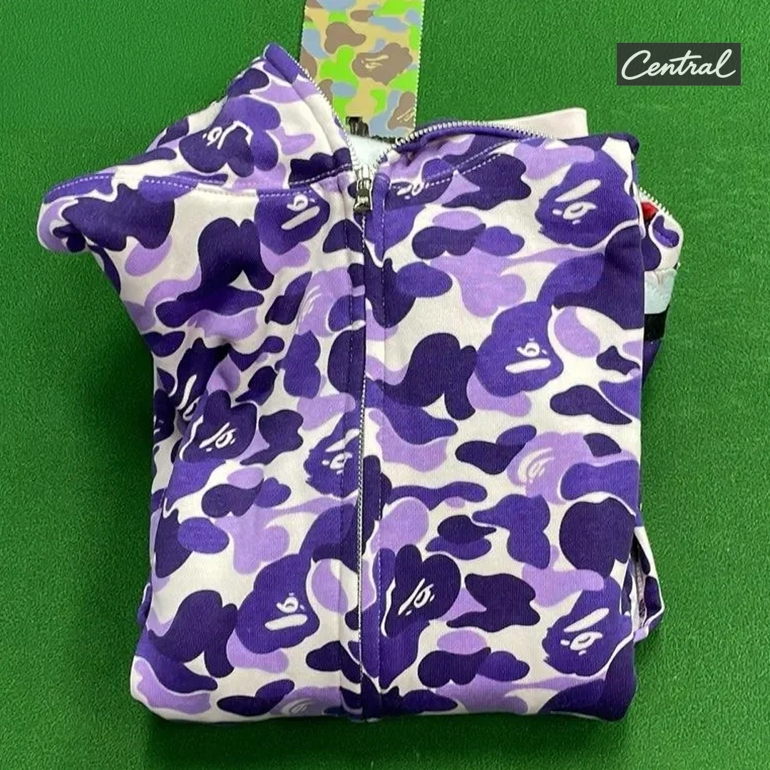BAPE Full Zip Hoodie - Camouflage Purple Single Hat