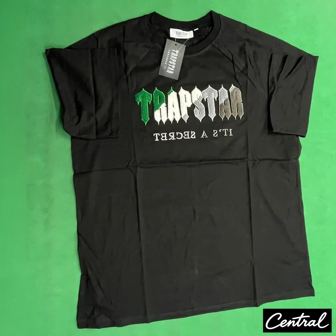 Trapstar Chenille Decoded Tshirt Short Set - Black/Green