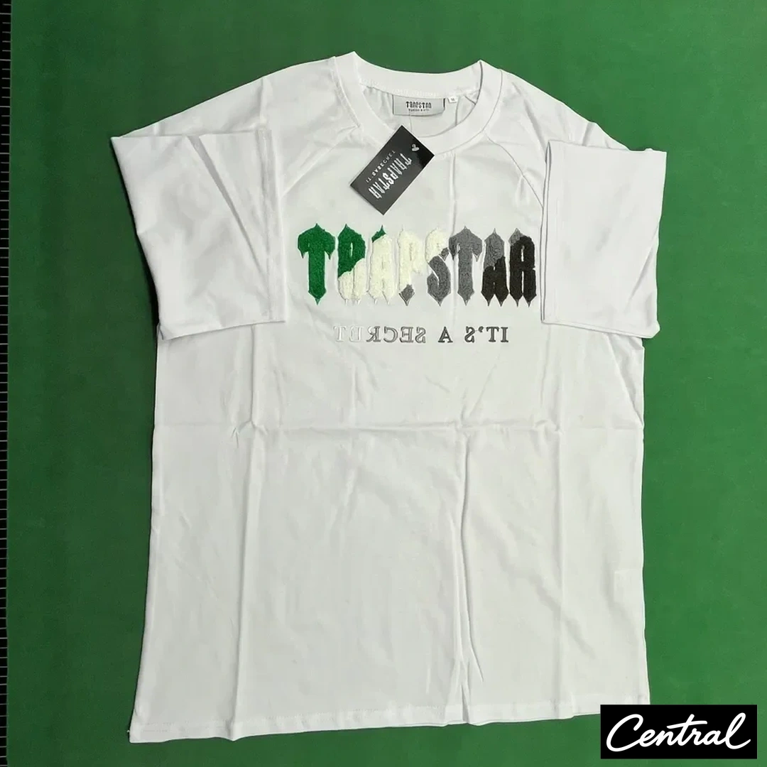 Trapstar Chenille Decoded Tshirt Short Set - Green/White