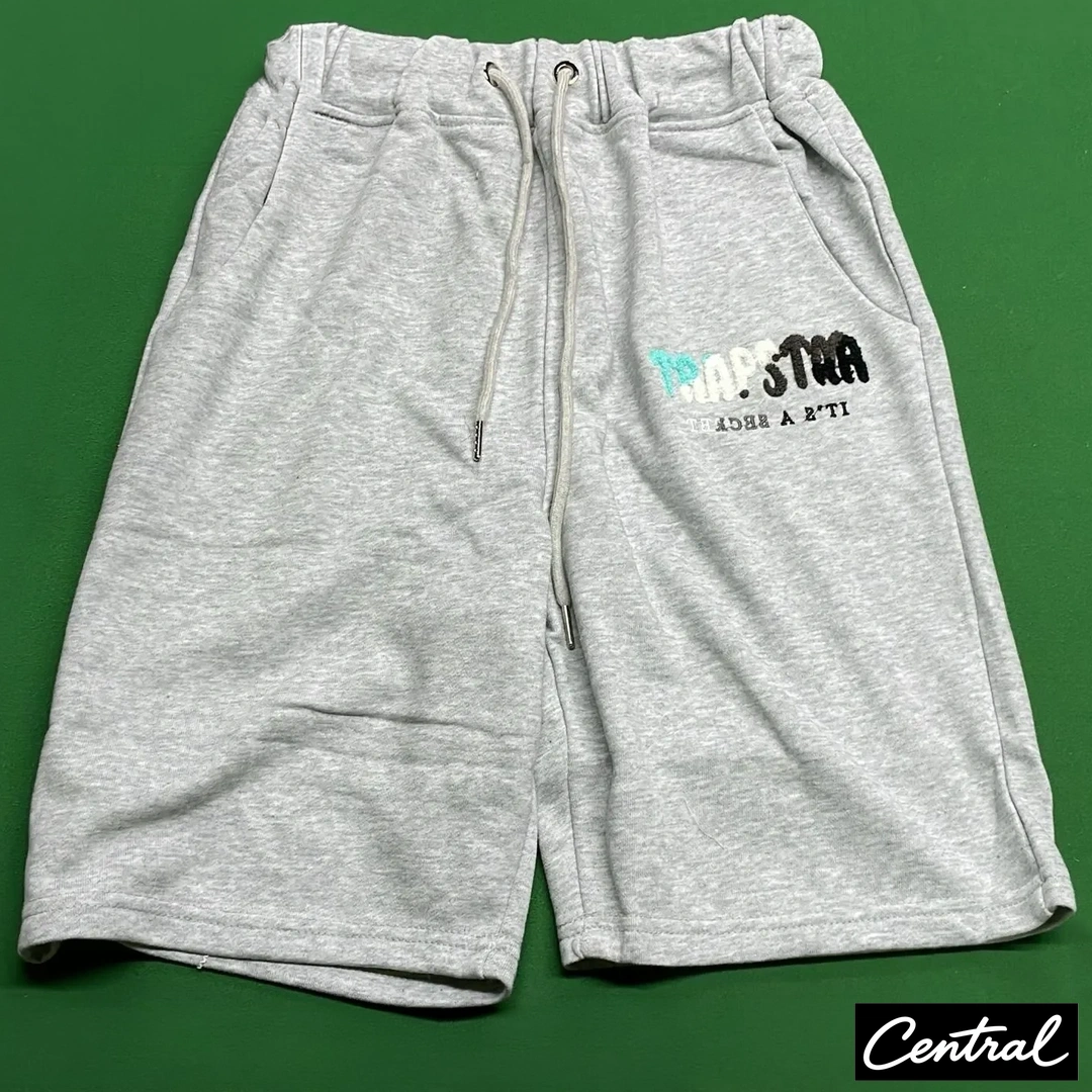 Trapstar Chenille Decoded Tshirt Short Set - Gray/Blue