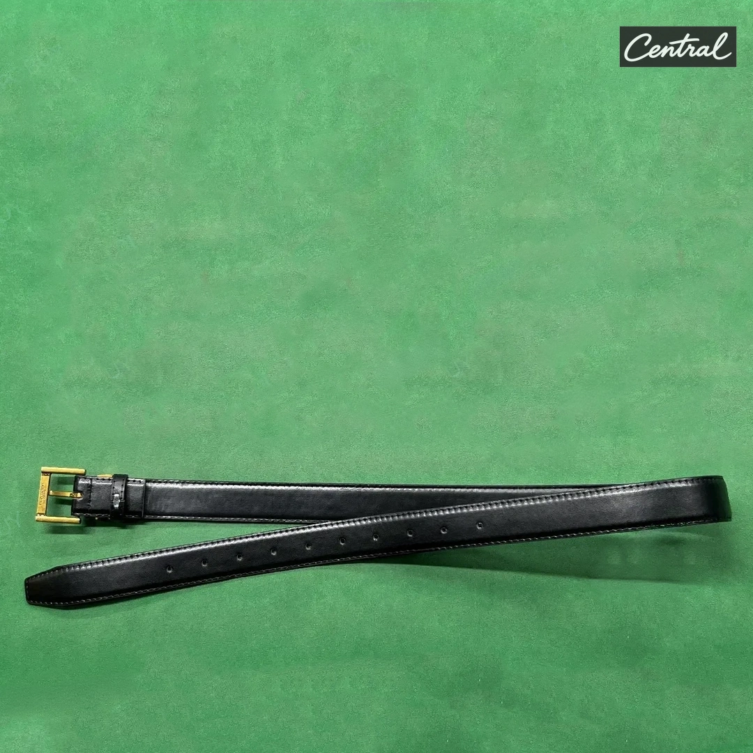 Saint Laurent Cassandre Belt - Black gold buckle
