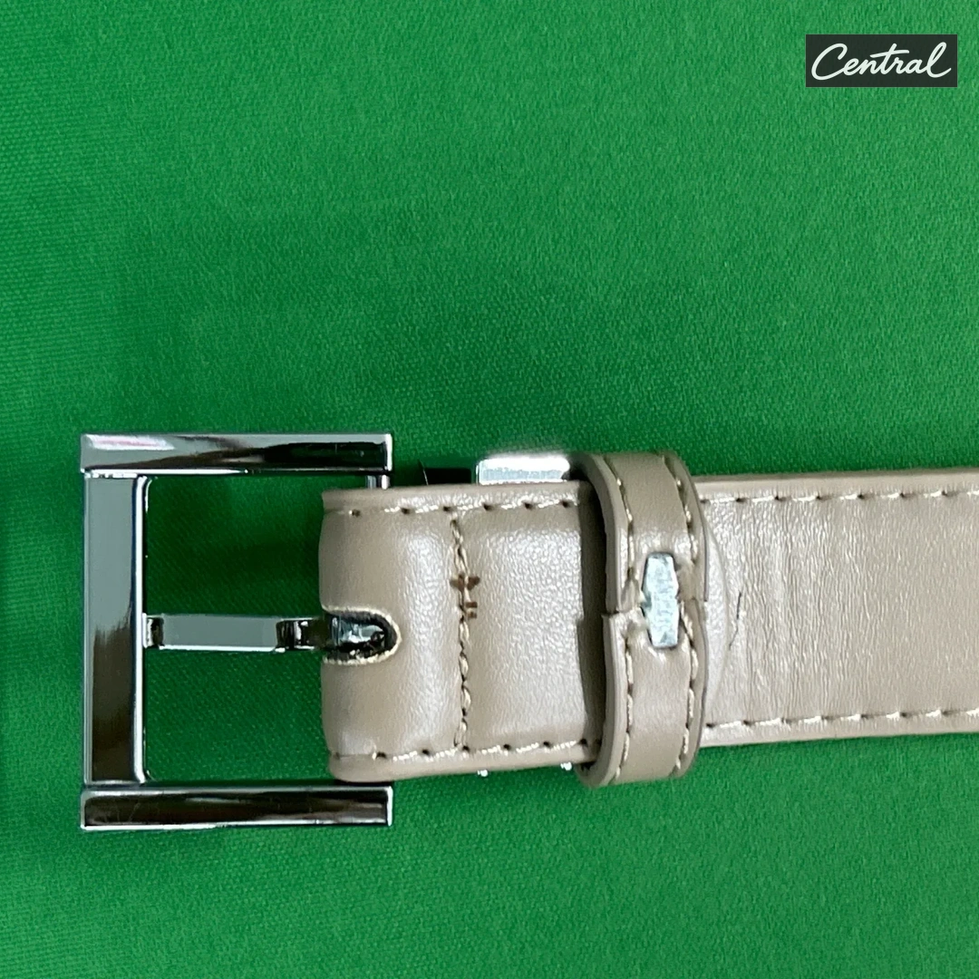 Saint Laurent Cassandre Belt - Beige silver buckle