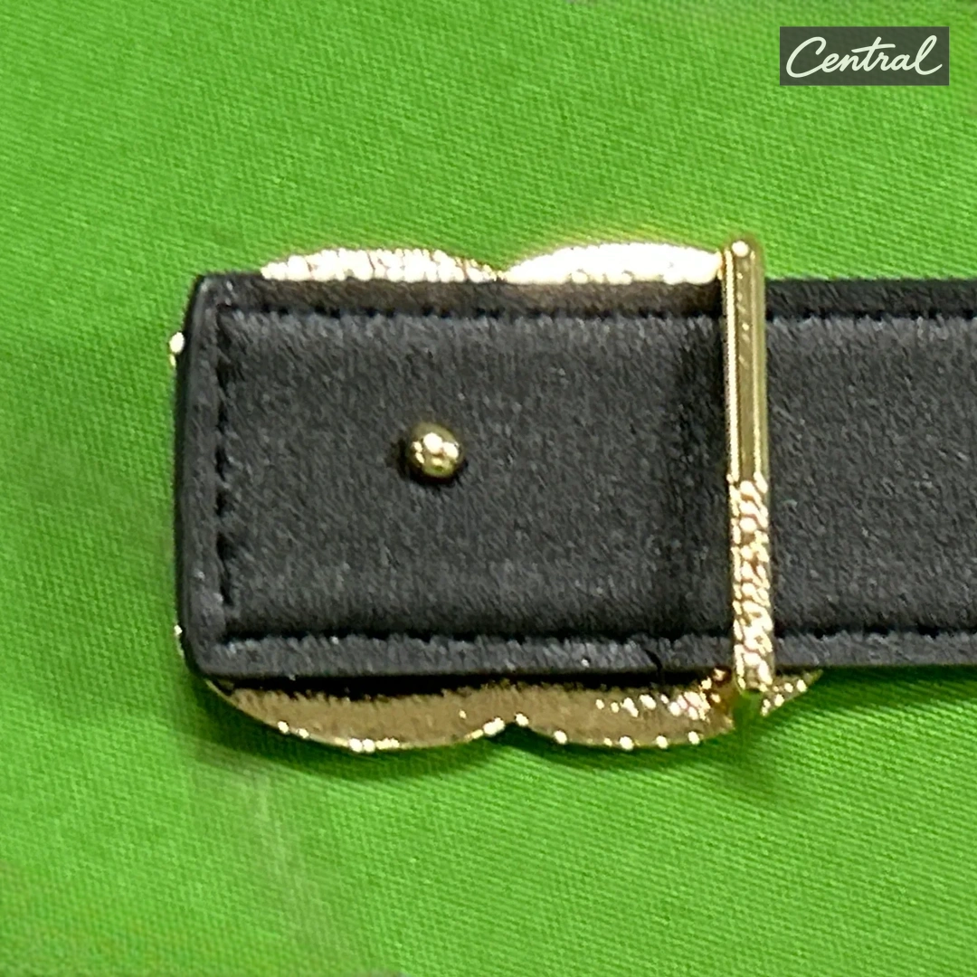 Chanel Leather CC Belt - 3.0cm wide fragrant gold buckle Black