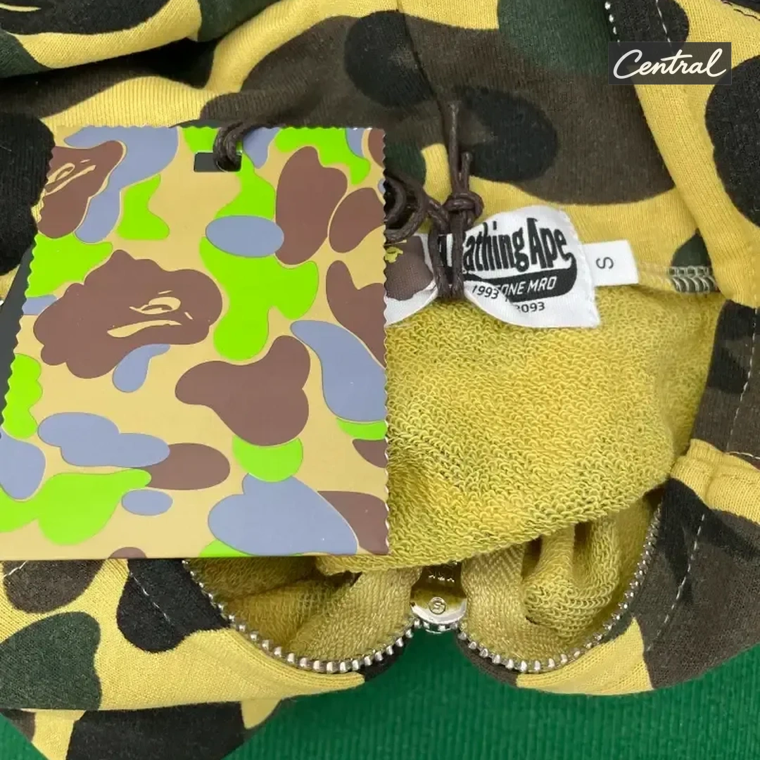 BAPE Full Zip Hoodie - Yellow single cap