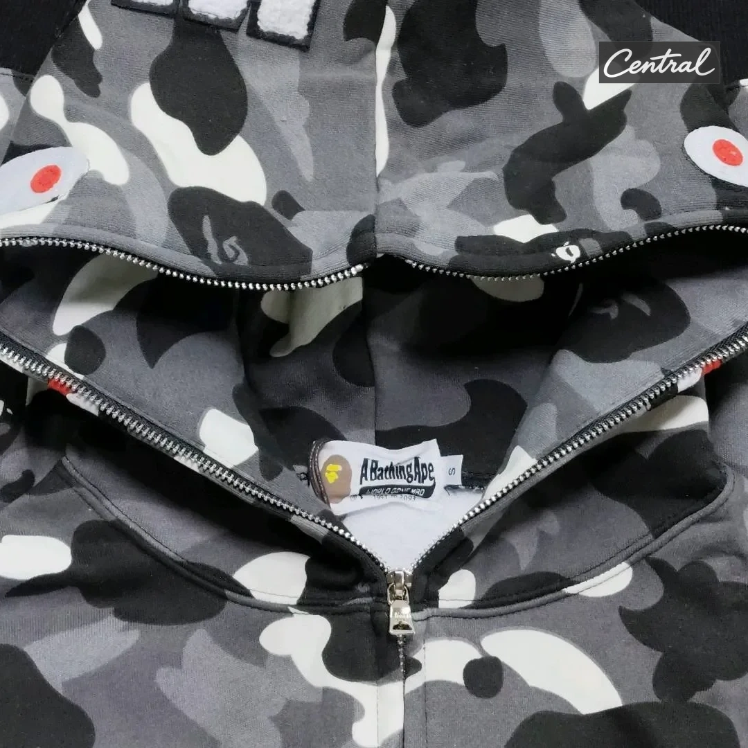 BAPE Full Zip Hoodie - Spotted Black Single Cap