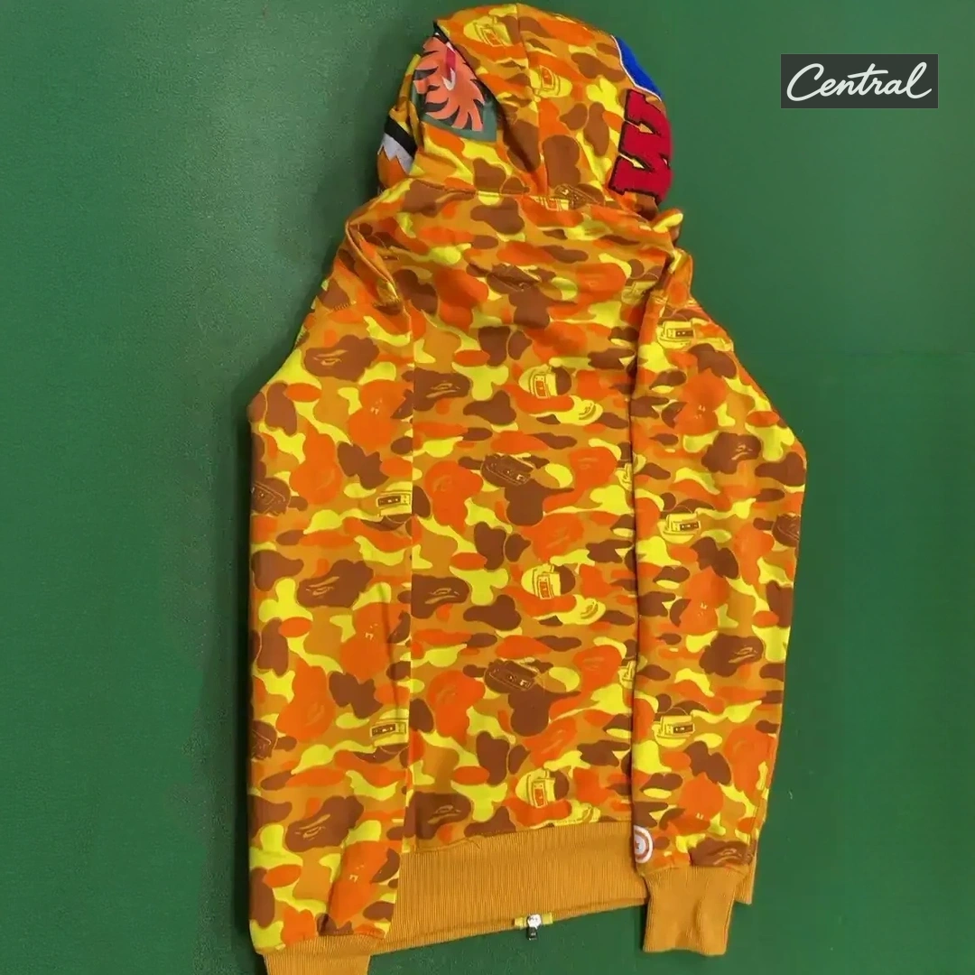 BAPE Full Zip Hoodie - eat chicken yellow