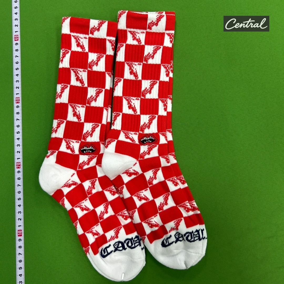 Chrome Hearts Socks - Red Checkerboard Dagger