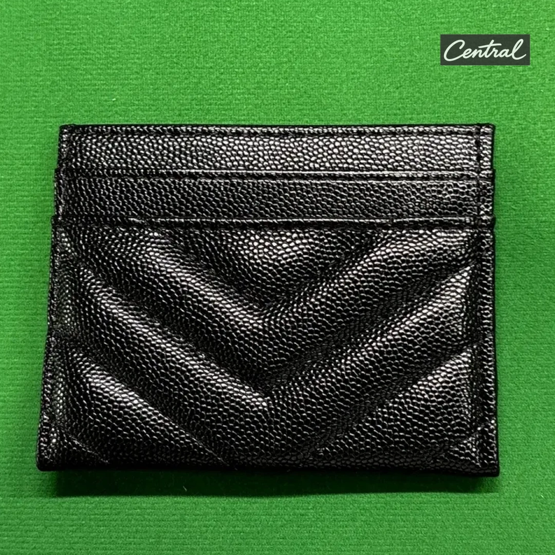 Saint Laurent Monogram Quilted Card Holder - Black