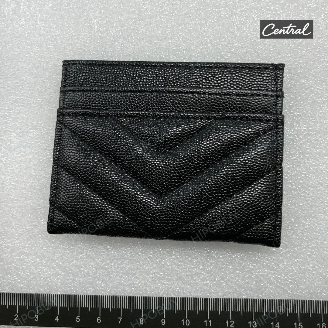 Saint Laurent Monogram Quilted Card Holder - Black Silver