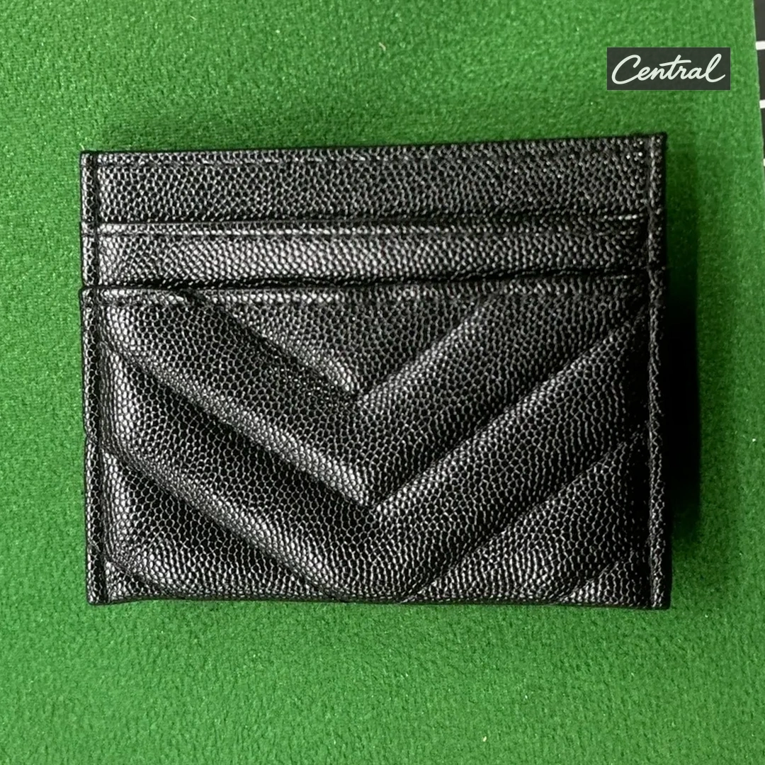 Saint Laurent Monogram Quilted Card Holder - Black Gold