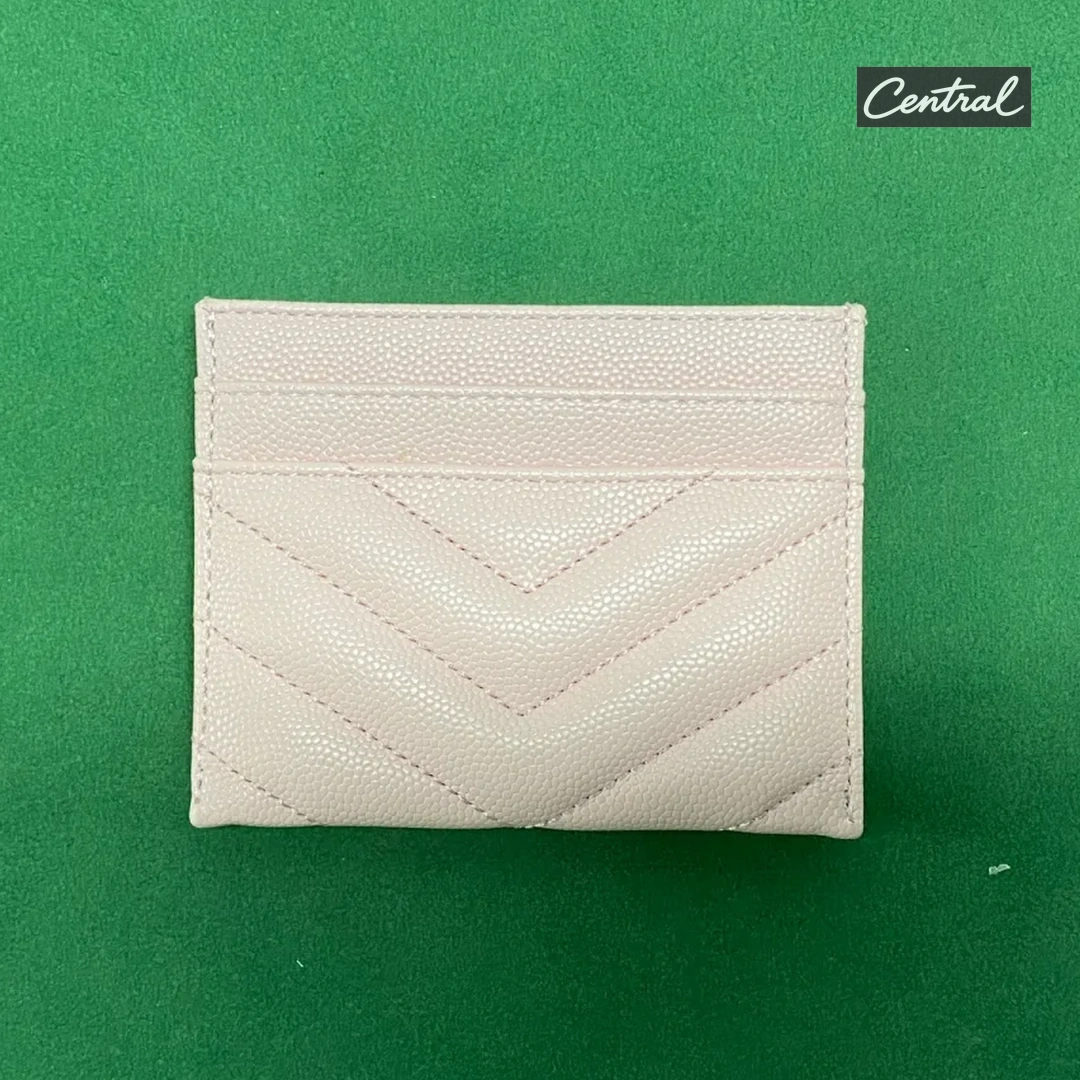 Saint Laurent Monogram Quilted Card Holder - Pink