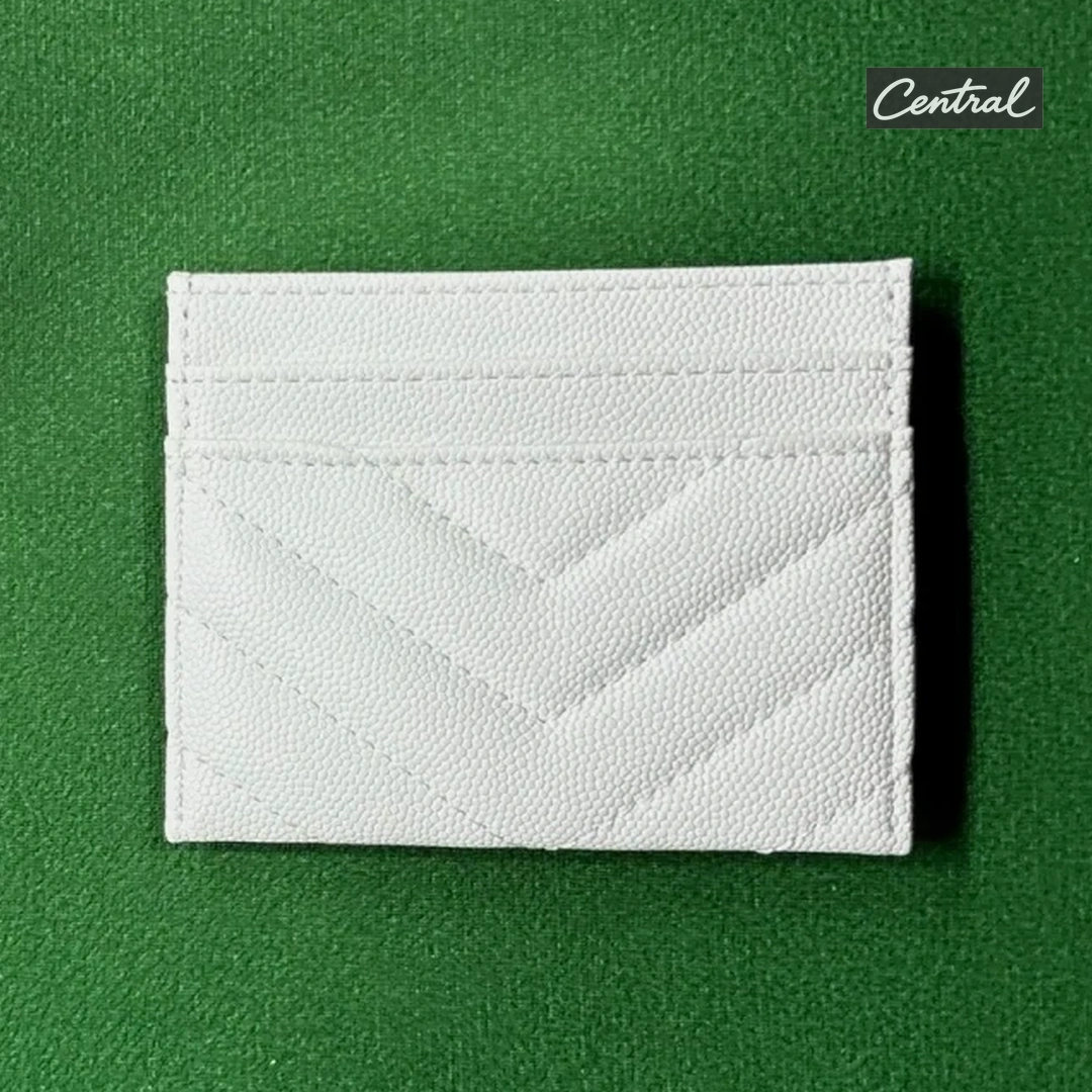 Saint Laurent Monogram Quilted Card Holder - White