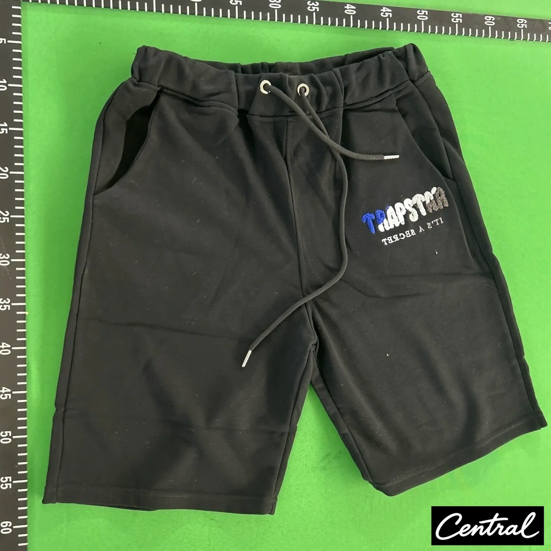 Trapstar Chenille Decoded Tshirt Short Set - Black/Blue