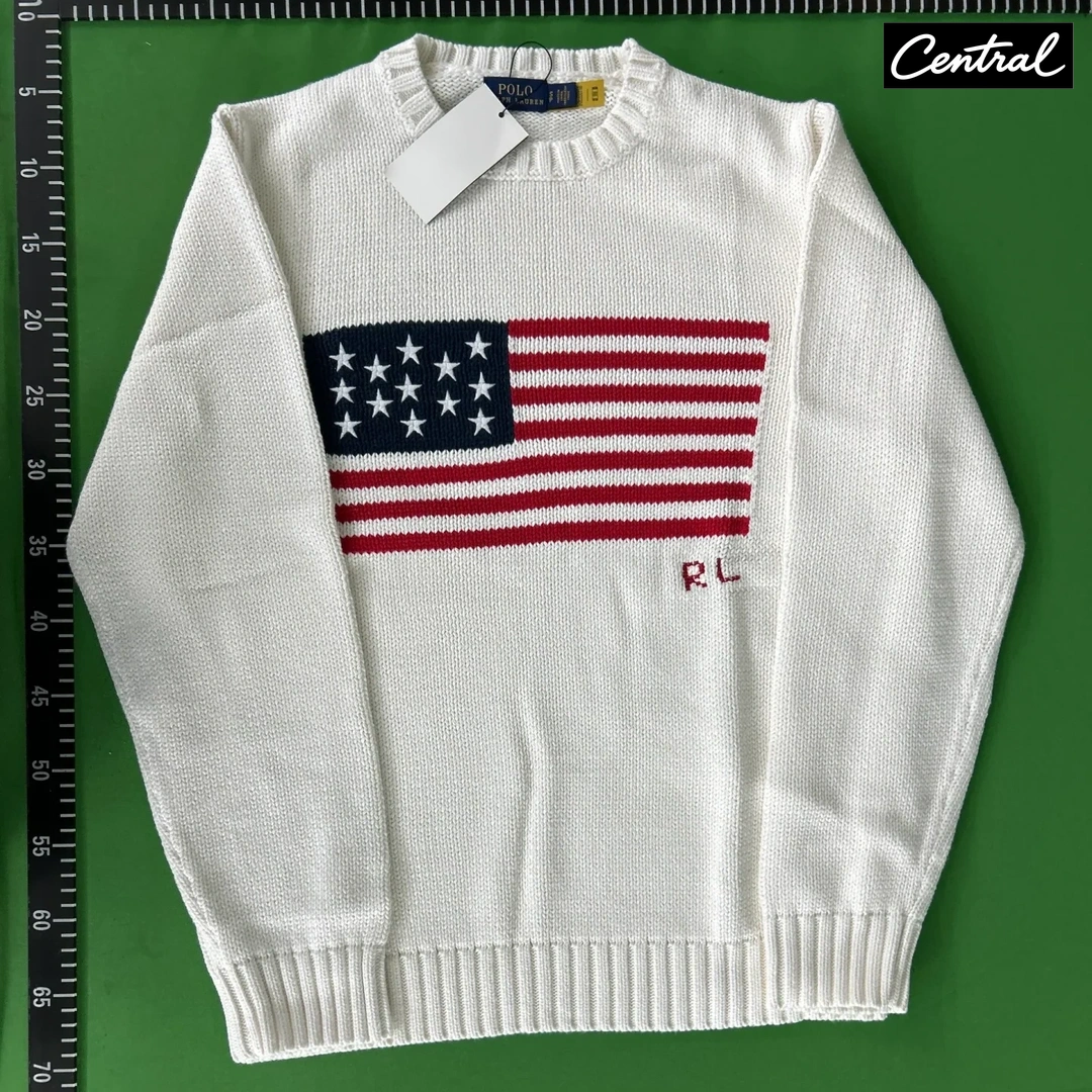 Ralph Lauren The Iconic Flag Jumper - White