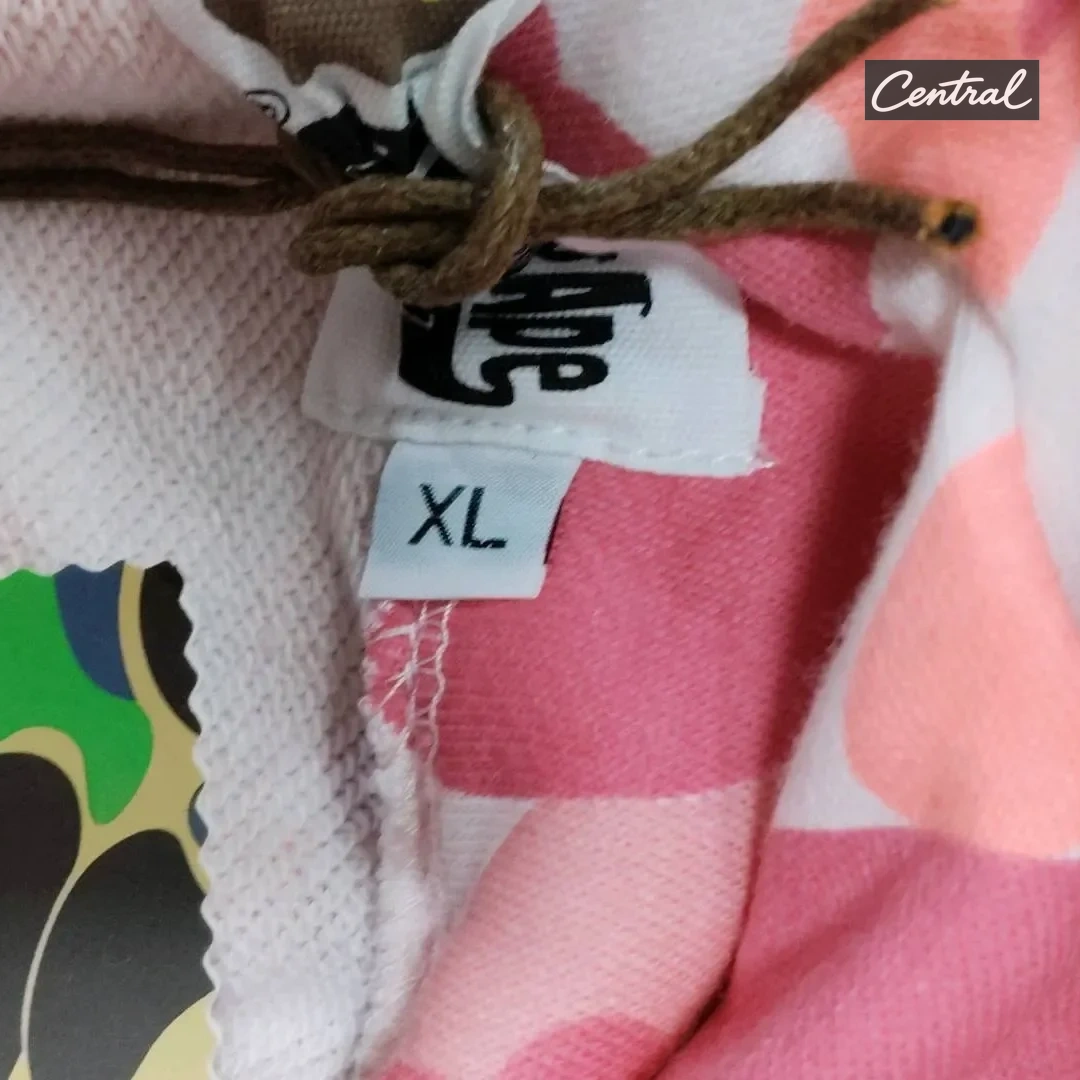 BAPE Full Zip Hoodie - light pink single cap
