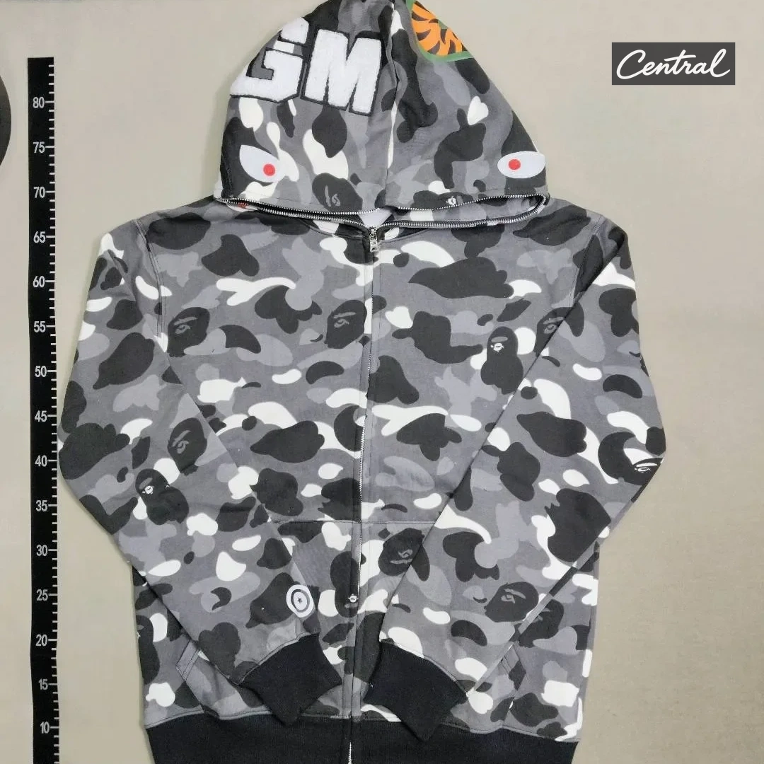BAPE Full Zip Hoodie - Spotted Black Single Cap
